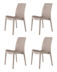 Set of Four Taupe Heavy Duty Plastic Outdoor Stacking Dining Chairs