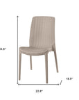 Set of Four Taupe Heavy Duty Plastic Outdoor Stacking Dining Chairs