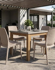 Set of Four Taupe Heavy Duty Plastic Outdoor Stacking Dining Chairs