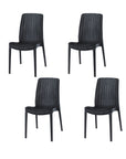 Set of Four Black Heavy Duty Plastic Outdoor Stacking Dining Chairs