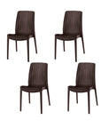 Set of Four Black Heavy Duty Plastic Outdoor Stacking Dining Chairs