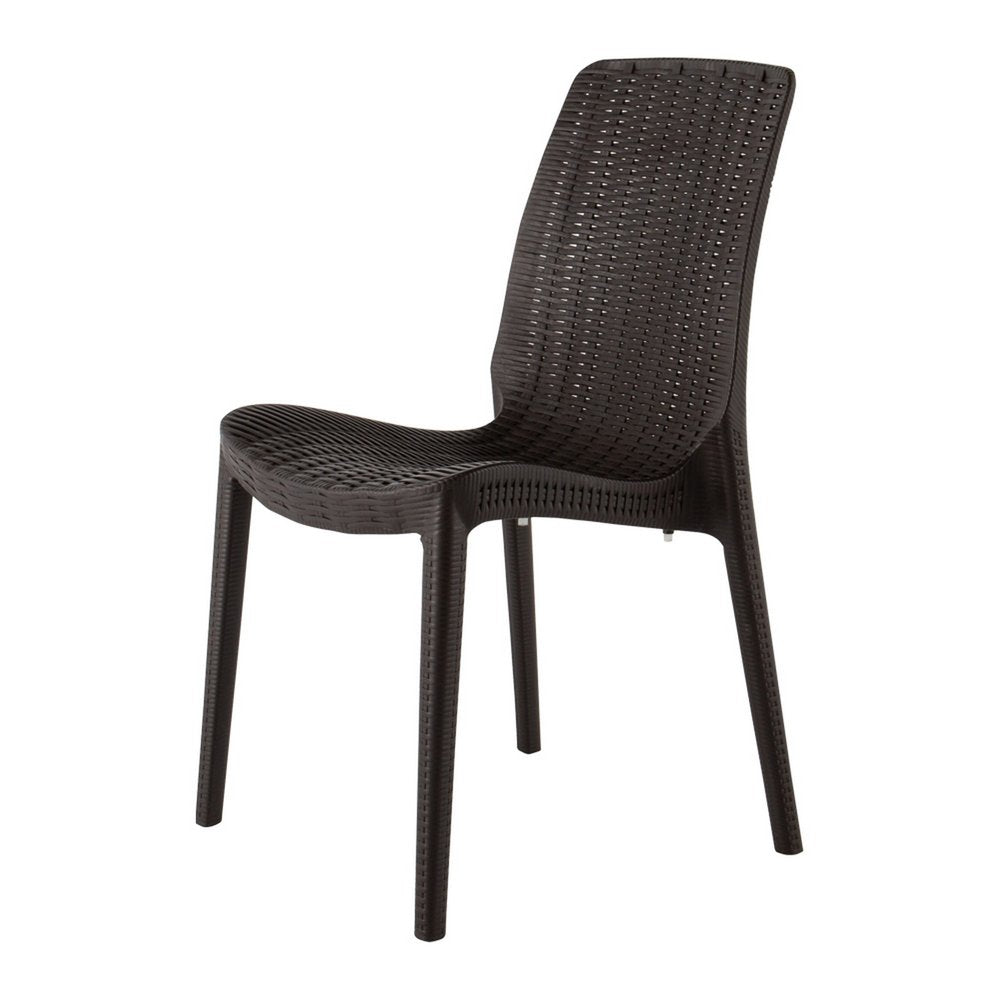 Set of Four Black Heavy Duty Plastic Outdoor Stacking Dining Chairs