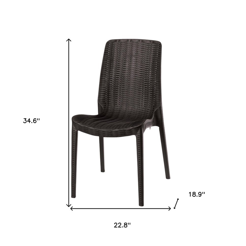 Set of Four Black Heavy Duty Plastic Outdoor Stacking Dining Chairs