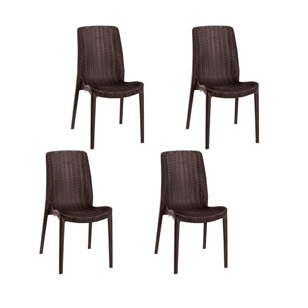 Set of Four Black Heavy Duty Plastic Outdoor Stacking Dining Chairs