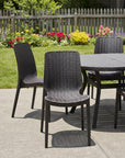 Set of Four Black Heavy Duty Plastic Outdoor Stacking Dining Chairs