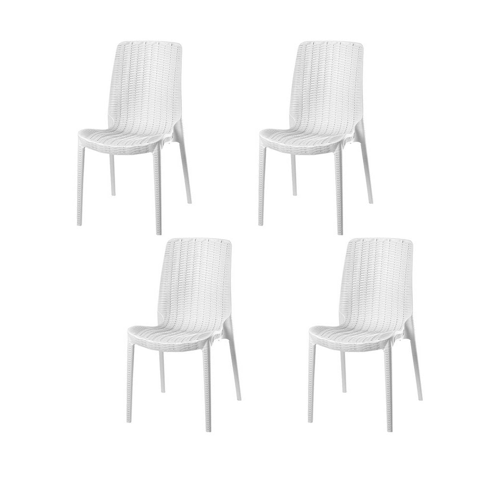 Set of Four Black Heavy Duty Plastic Outdoor Stacking Dining Chairs