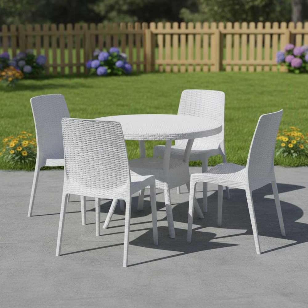 Set of Four Black Heavy Duty Plastic Outdoor Stacking Dining Chairs