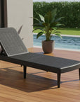 75" Black Heavy Duty Plastic Outdoor Stacking Chaise Lounge
