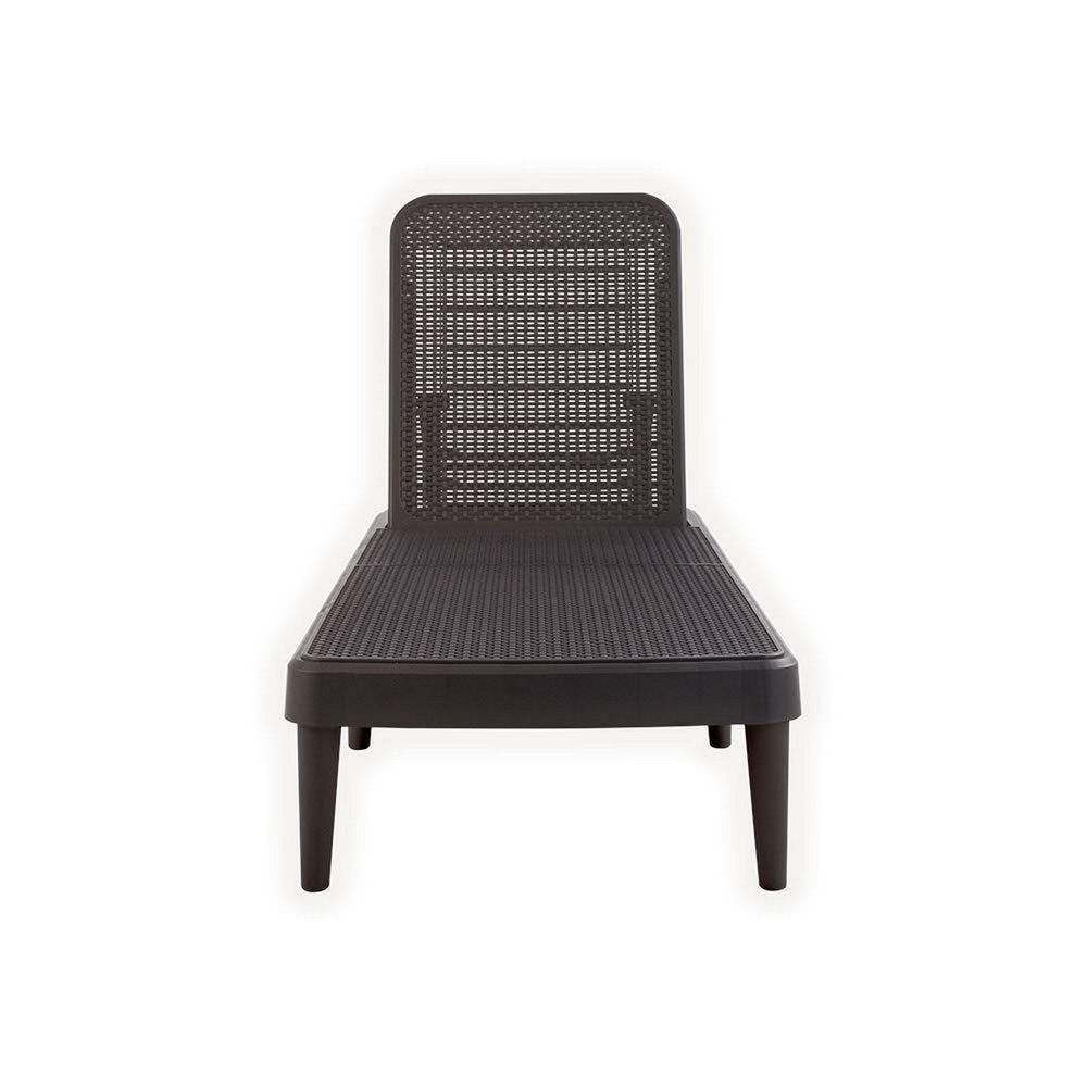 75" Black Heavy Duty Plastic Outdoor Stacking Chaise Lounge