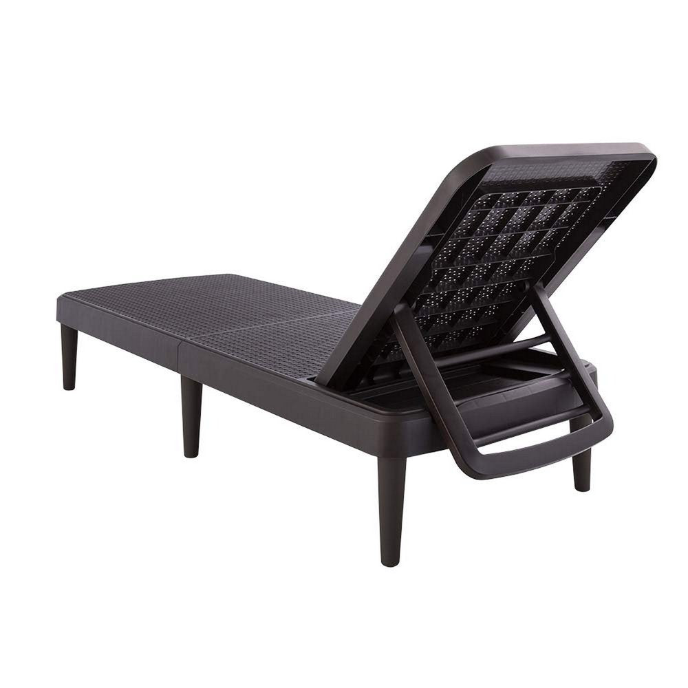 75" Black Heavy Duty Plastic Outdoor Stacking Chaise Lounge