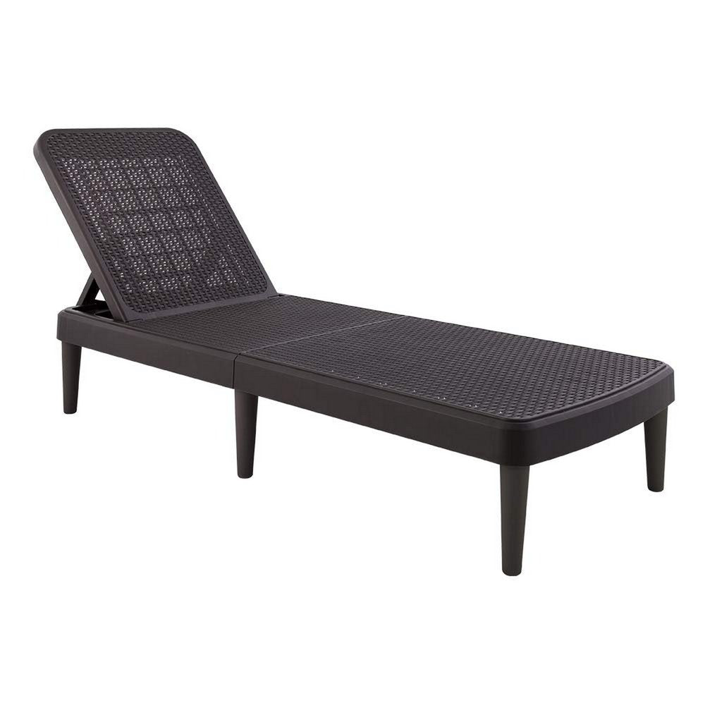 75" Black Heavy Duty Plastic Outdoor Stacking Chaise Lounge