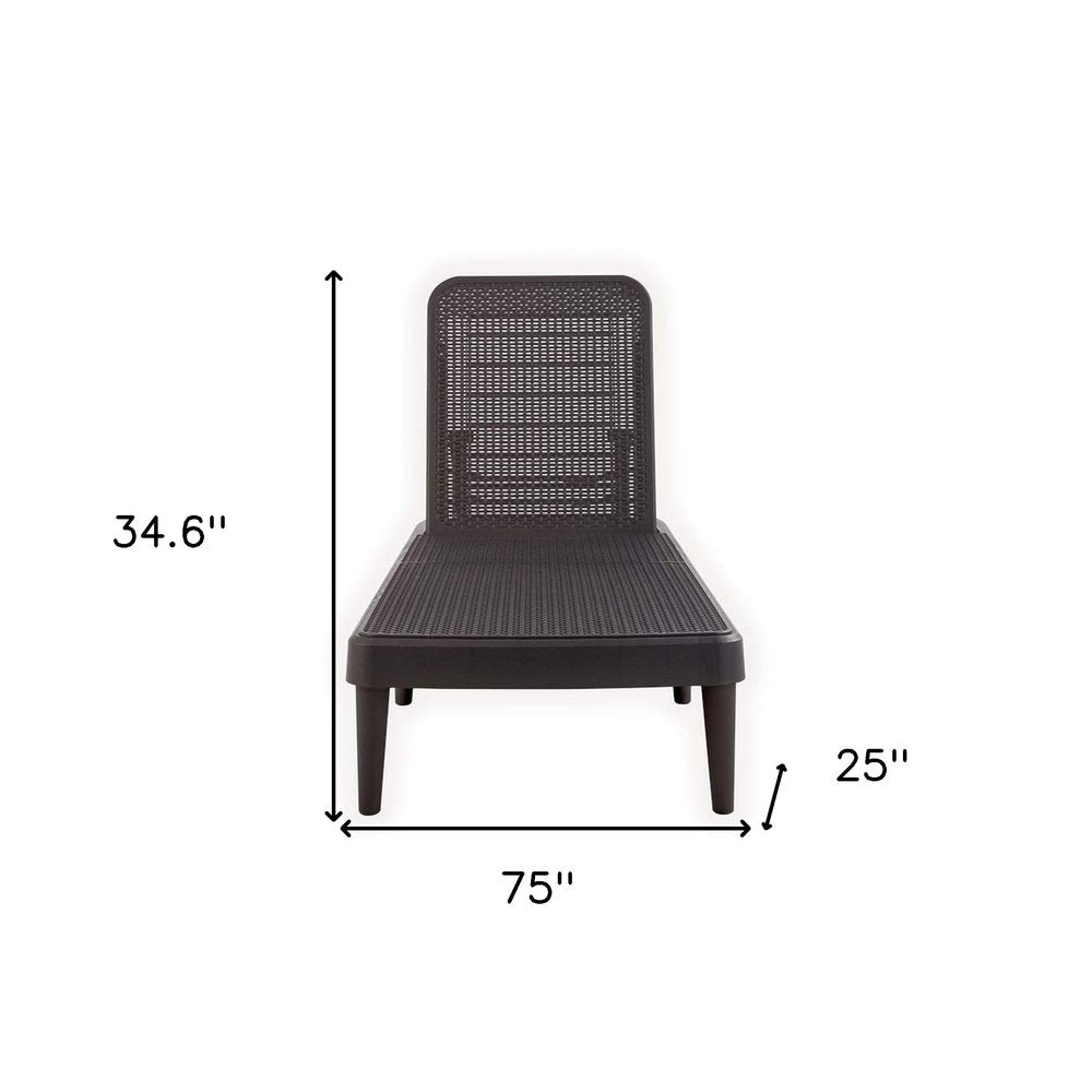 75" Black Heavy Duty Plastic Outdoor Stacking Chaise Lounge