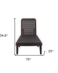 75" Black Heavy Duty Plastic Outdoor Stacking Chaise Lounge