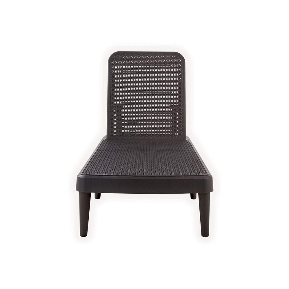 75" Black Heavy Duty Plastic Outdoor Stacking Chaise Lounge