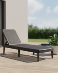 75" Black Heavy Duty Plastic Outdoor Stacking Chaise Lounge