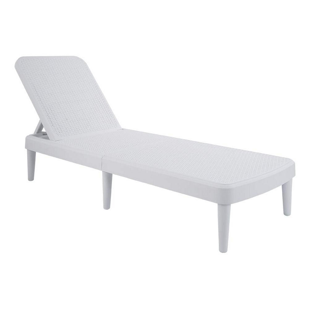 75" Black Heavy Duty Plastic Outdoor Stacking Chaise Lounge