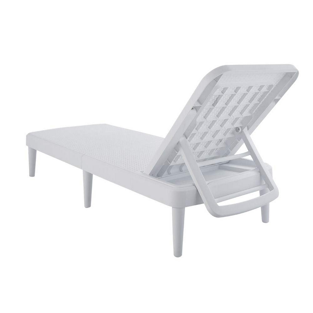 75" Black Heavy Duty Plastic Outdoor Stacking Chaise Lounge