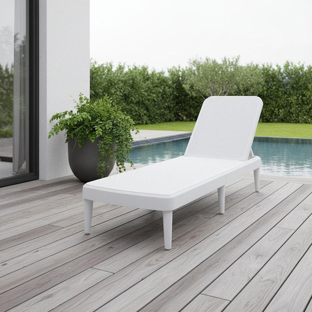 75" Black Heavy Duty Plastic Outdoor Stacking Chaise Lounge