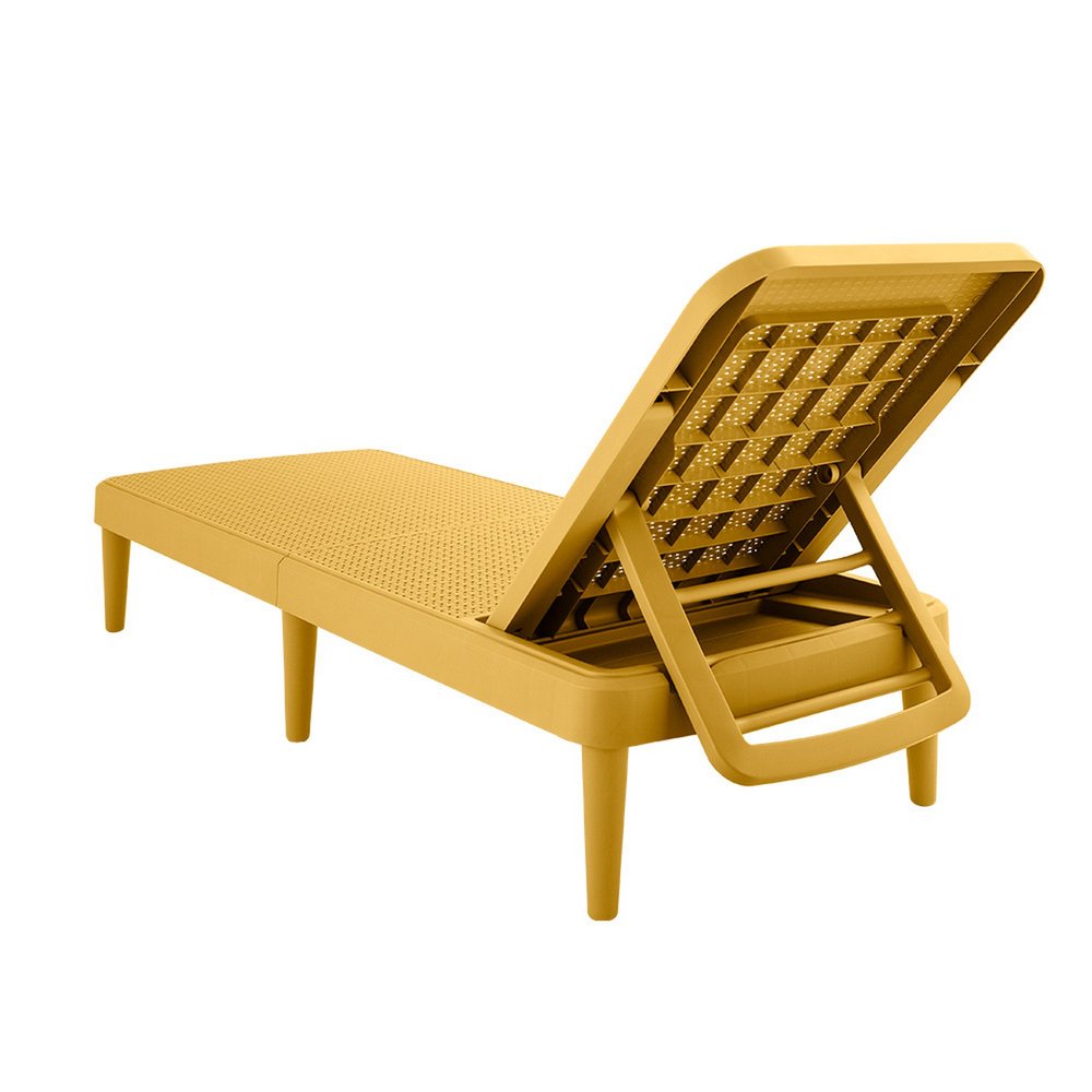 75" Black Heavy Duty Plastic Outdoor Stacking Chaise Lounge