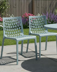 Set of Two Baby Blue Heavy Duty Plastic Outdoor Stacking Dining Chairs