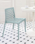Set of Two Baby Blue Heavy Duty Plastic Outdoor Stacking Dining Chairs