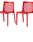 Set of Two Gray Heavy Duty Plastic Outdoor Stacking Dining Chairs