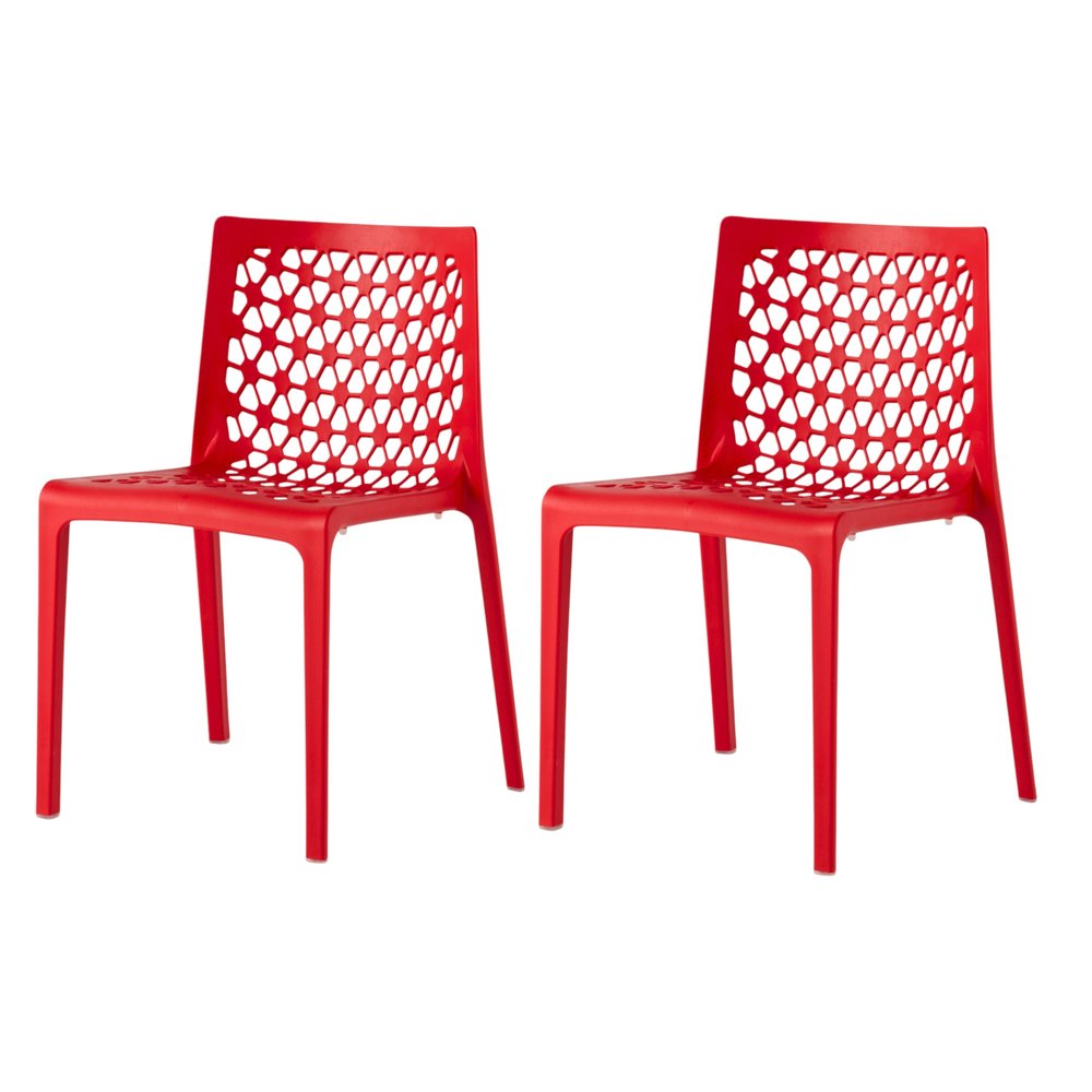Set of Two Gray Heavy Duty Plastic Outdoor Stacking Dining Chairs