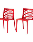 Set of Two Gray Heavy Duty Plastic Outdoor Stacking Dining Chairs