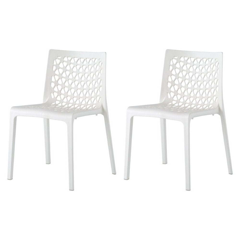 Set of Two Gray Heavy Duty Plastic Outdoor Stacking Dining Chairs