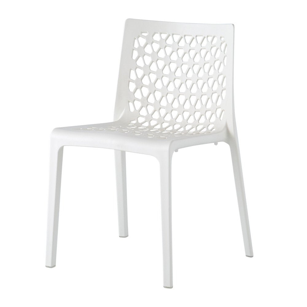 Set of Two Gray Heavy Duty Plastic Outdoor Stacking Dining Chairs
