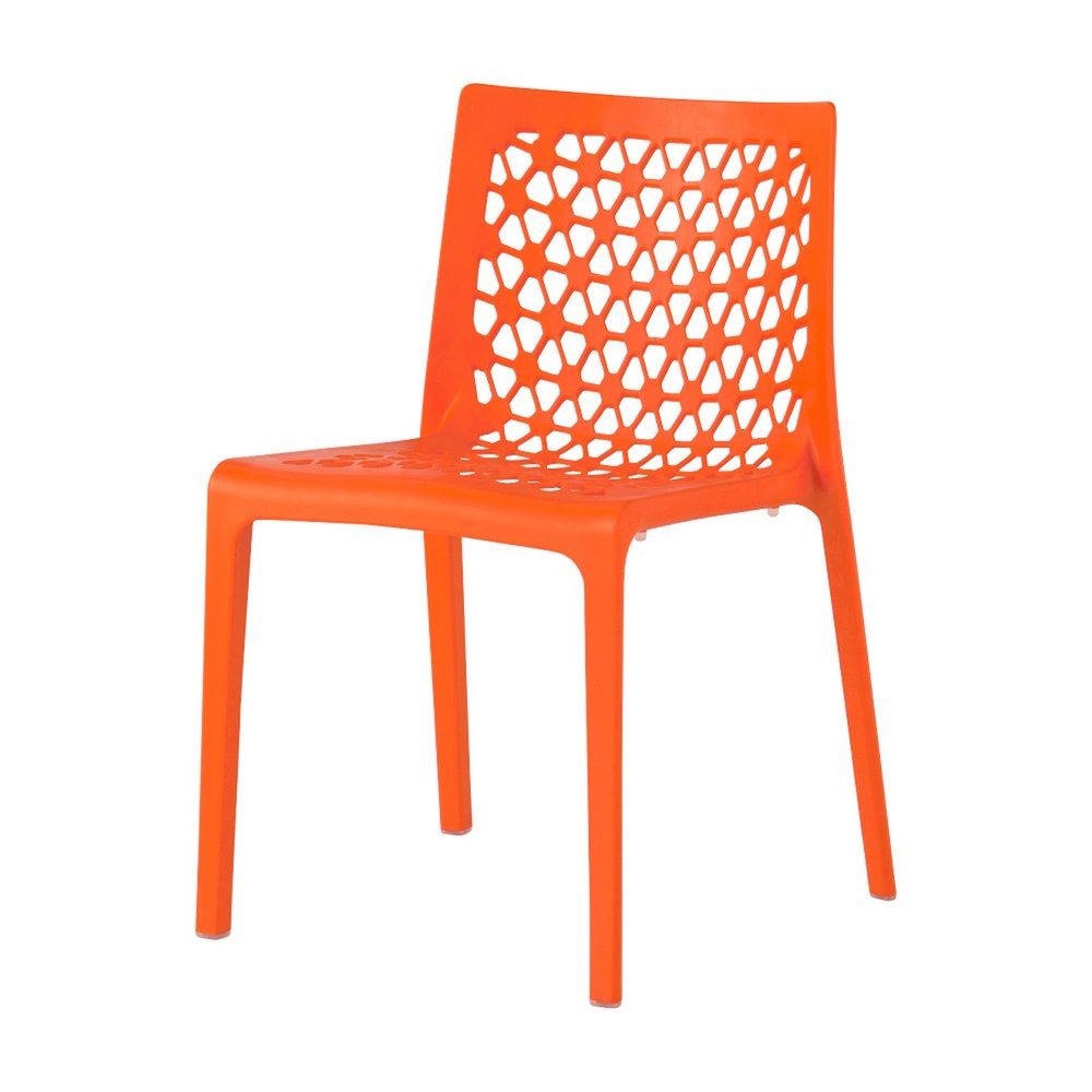 Set of Two Gray Heavy Duty Plastic Outdoor Stacking Dining Chairs