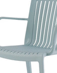 Set of Two Baby Blue Heavy Duty Plastic Outdoor Stacking Arm Chairs