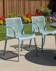 Set of Two Baby Blue Heavy Duty Plastic Outdoor Stacking Arm Chairs