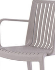 Set of Two Taupe Heavy Duty Plastic Outdoor Stacking Arm Chairs