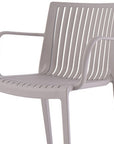Set of Two Taupe Heavy Duty Plastic Outdoor Stacking Arm Chairs
