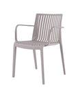 Set of Two Taupe Heavy Duty Plastic Outdoor Stacking Arm Chairs