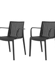 Set of Two Taupe Heavy Duty Plastic Outdoor Stacking Arm Chairs