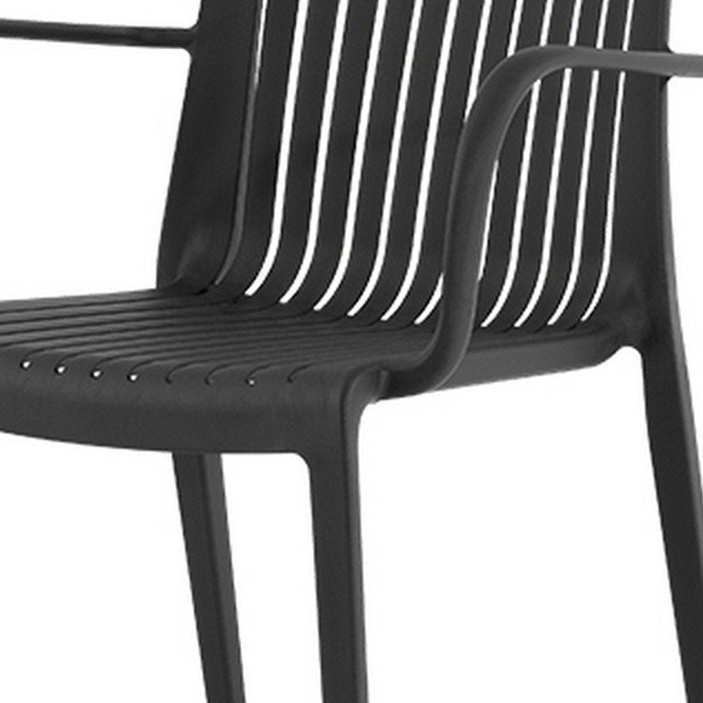 Set of Two Taupe Heavy Duty Plastic Outdoor Stacking Arm Chairs