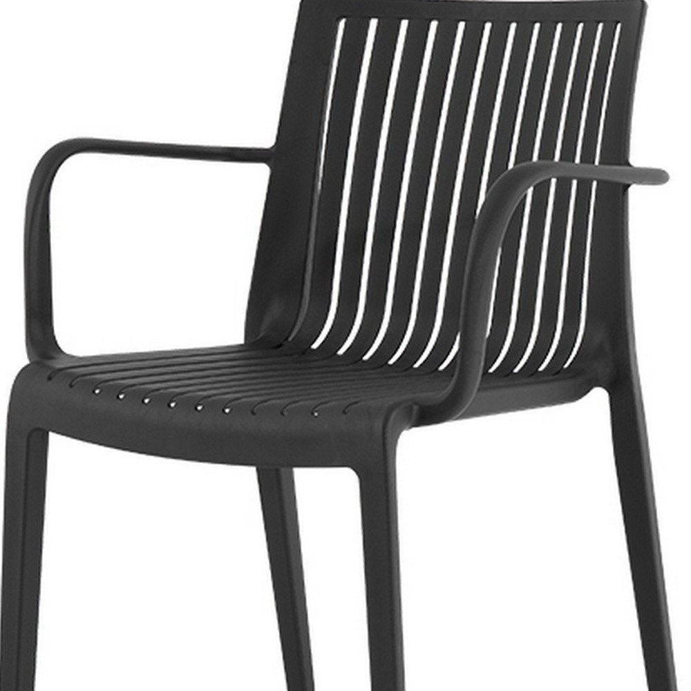 Set of Two Taupe Heavy Duty Plastic Outdoor Stacking Arm Chairs