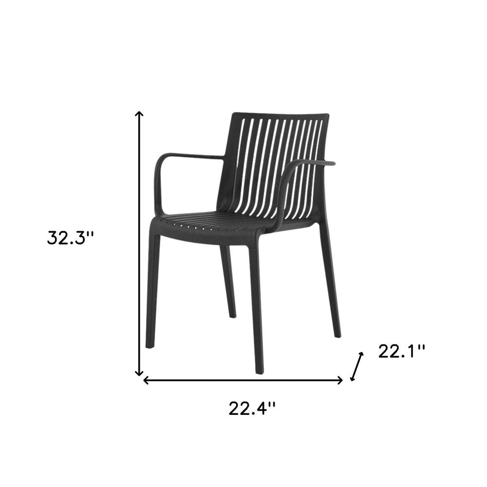 Set of Two Taupe Heavy Duty Plastic Outdoor Stacking Arm Chairs