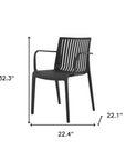 Set of Two Taupe Heavy Duty Plastic Outdoor Stacking Arm Chairs