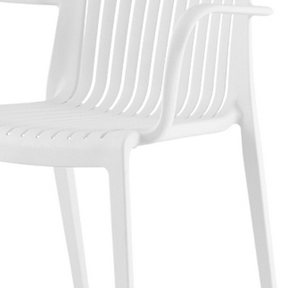 Set of Two Taupe Heavy Duty Plastic Outdoor Stacking Arm Chairs
