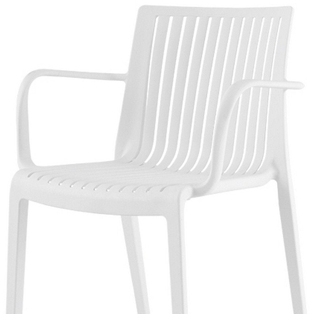 Set of Two Taupe Heavy Duty Plastic Outdoor Stacking Arm Chairs
