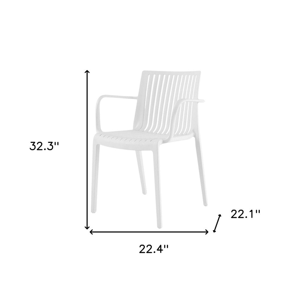 Set of Two Taupe Heavy Duty Plastic Outdoor Stacking Arm Chairs