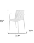 Set of Two Taupe Heavy Duty Plastic Outdoor Stacking Arm Chairs