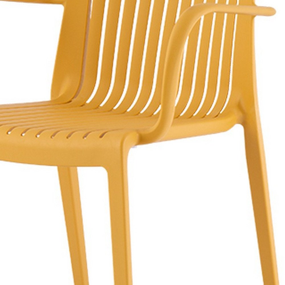 Set of Two Taupe Heavy Duty Plastic Outdoor Stacking Arm Chairs