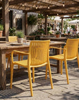 Set of Two Taupe Heavy Duty Plastic Outdoor Stacking Arm Chairs