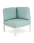 31" White Heavy Duty Plastic Outdoor Modular with Sea Green Cushion