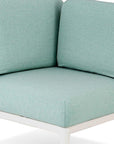 31" White Heavy Duty Plastic Outdoor Modular with Sea Green Cushion