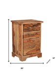 30" Natural Solid Wood Three Drawers Filing Cabinet